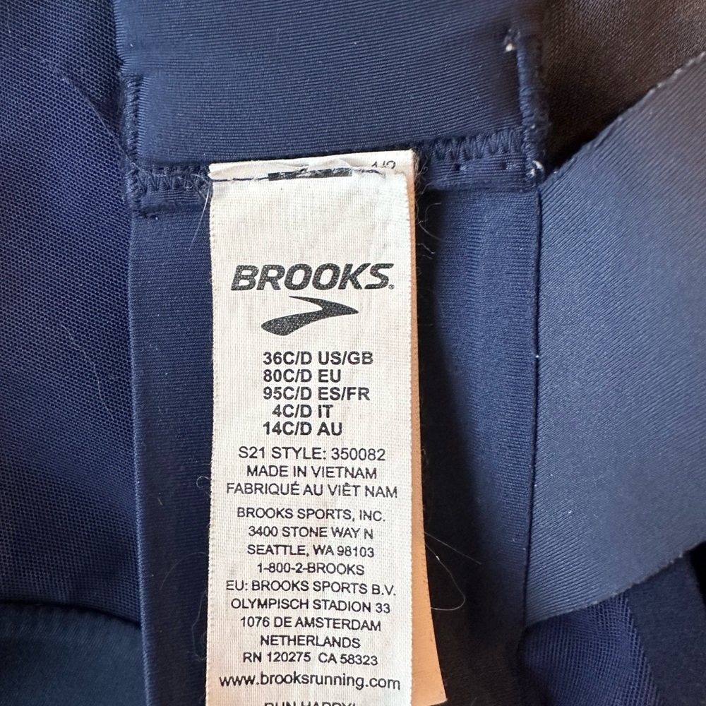 Brooks Pair Cross-Back Sports Bras Navy and Pink 36C - Picture 3 of 3